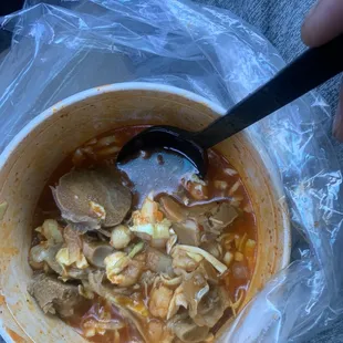 Pozole Puros huesos  This is wat I got wen I asked for pozole  14.95 w a drink never coming back