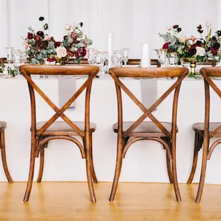 Crossback chairs are gorgeous accents for VIP seating, but we have enough for the whole gang! Over 500 in stock.