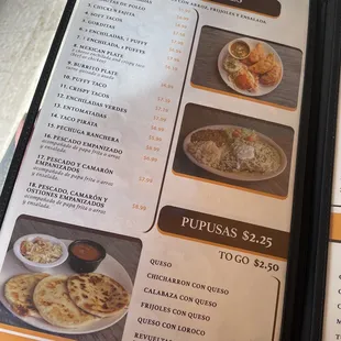 a menu for a restaurant