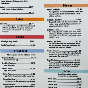 the menu