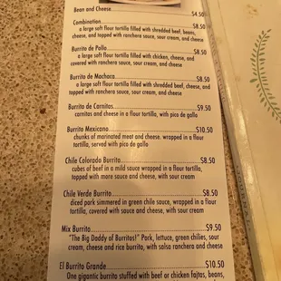 the menu