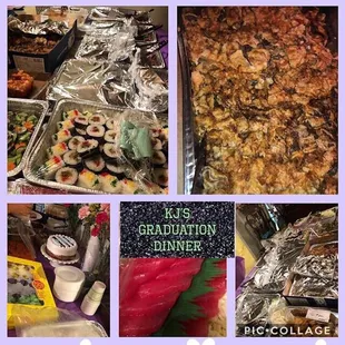 Graduation night dinner included his favorite foods!