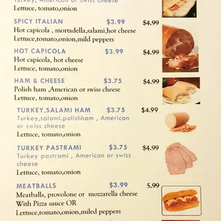 a menu for a sandwich order