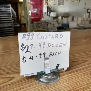October 2021 pricing for egg tarts