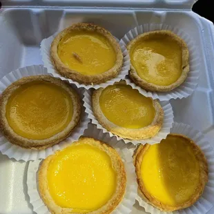 One dozen egg tarts (2 boxes) for $30 cash. Call ahead
