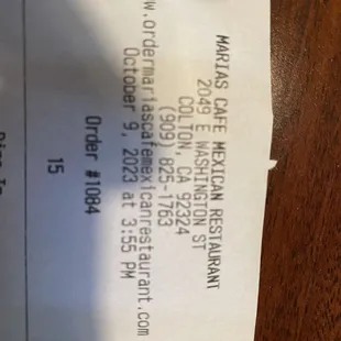 Receipt with address