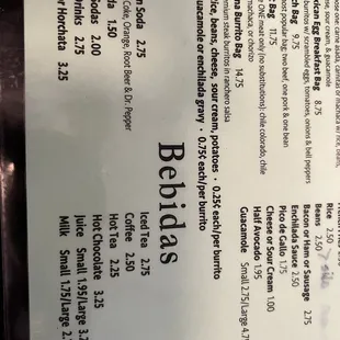 menu