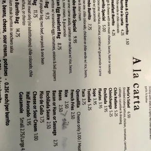 menu