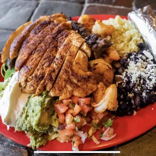 Get your grande fajita on! Chicken, Steak and Shrimp.
