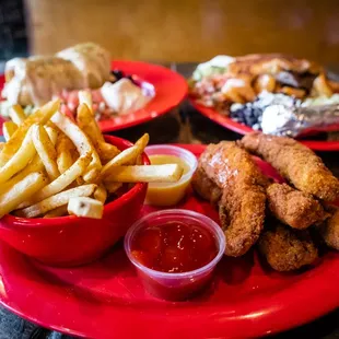 Chicken tenders front and center.