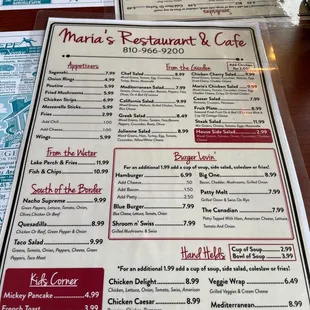 menu and prices