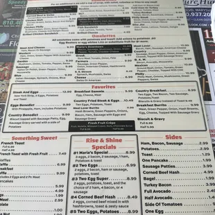 sushi and sashimi, menu