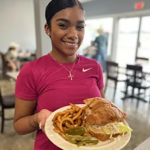 Fresh and homemade Chicken salad on a croissant