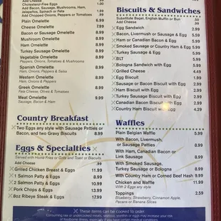 Breakfast menu