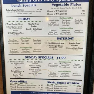 menu
