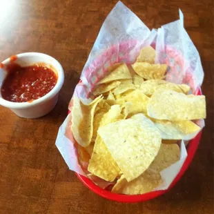 Hot salsa and chips