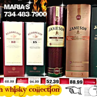 a selection of irish whiskeys