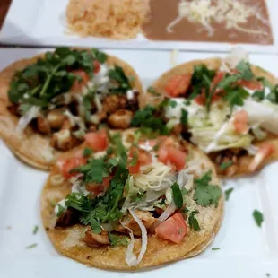 Tacos with rice and beans