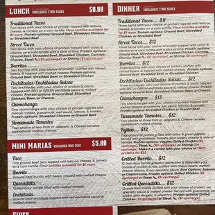 Front of the menu