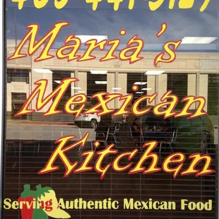 a sign in the window