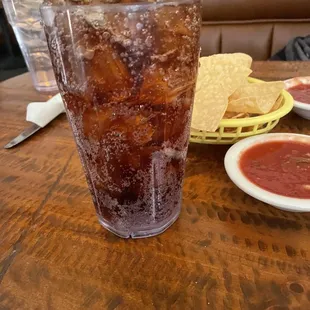 My favorite a glass with lots of ice and coke.