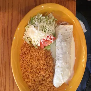 Martins lunch burrito with tasty cheese sauce