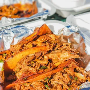 a tray of pulled pork