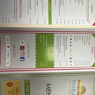 Back of Menu