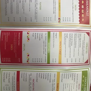 Front of menu