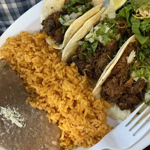 Beef taco plate. My husband is a refried bean snob and he loved these!
