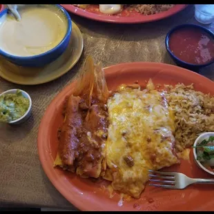 Enchilada, burrito, tamales dinner