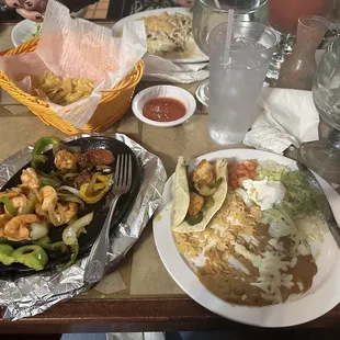 Half eaten Shrimp fajitas