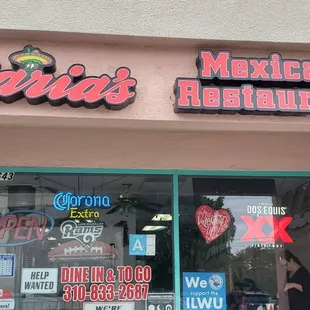 the front of the restaurant
