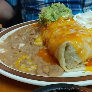Hubby&apos;s carne asada burrito rice, beans $17.99