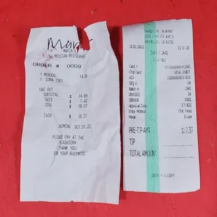 The receipt on the left was attached to my order and the receipt on the right is what I ended up paying