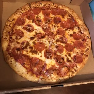 Pepperoni pizza about $12