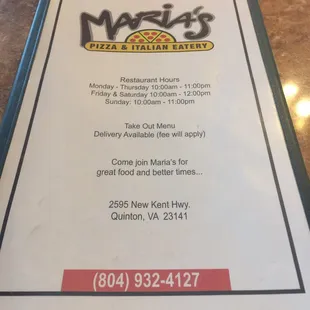 menu