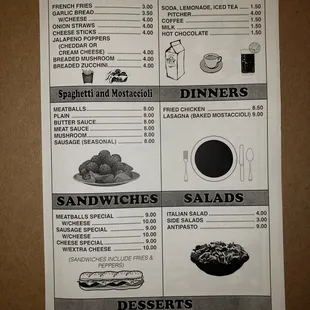 a menu for a restaurant