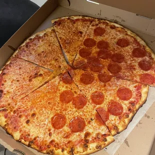 Half pepperoni, half cheese