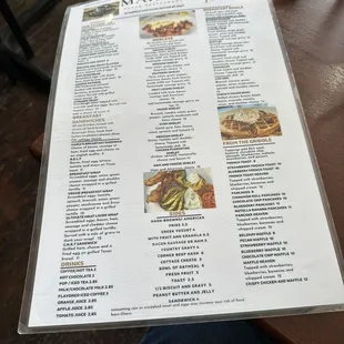 a menu on a table