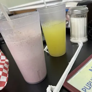 Pina Aqua Fresca &amp; Strawberry banana shake