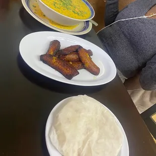 Plantains and seafood soup