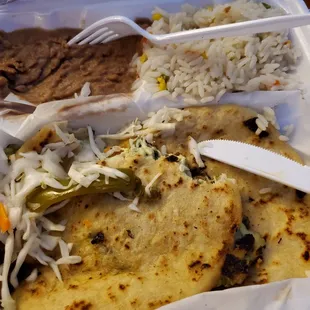 Spinach and cheese, squash and cheese papusa