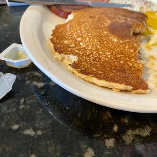 Pancakes with ham and eggs