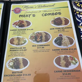 Meats combo menu