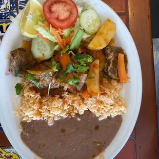 Carne guisada with Tapatio that my husband added