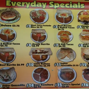 a menu of mexican food