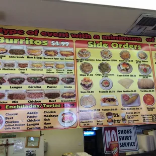 menu and prices