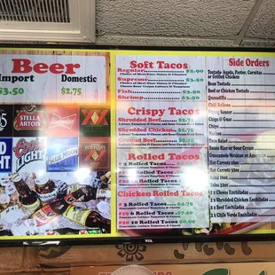 menu and prices
