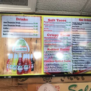 menu and prices